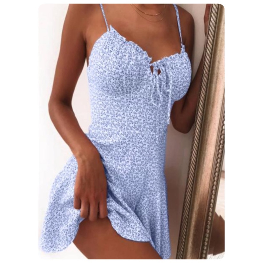 Blue floral mini dress